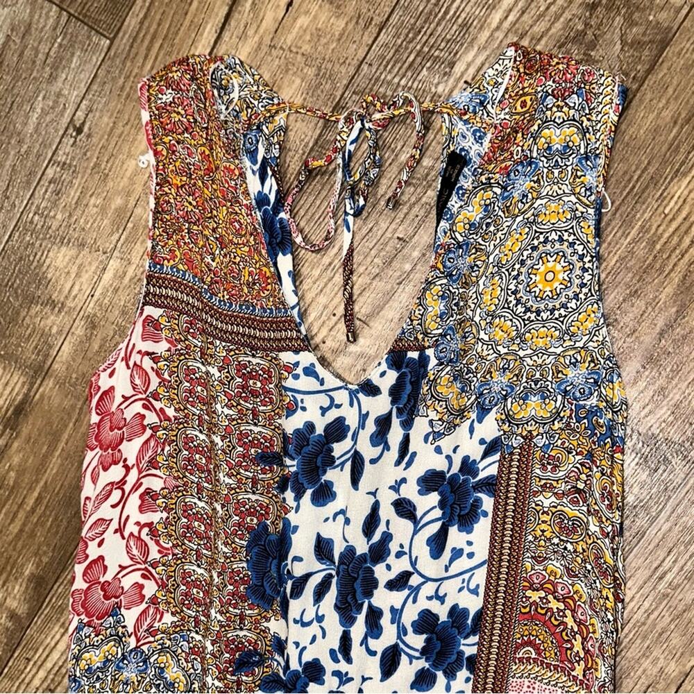 Zara Basic Patchwork Draping Open Back Boho Rompe… - image 4